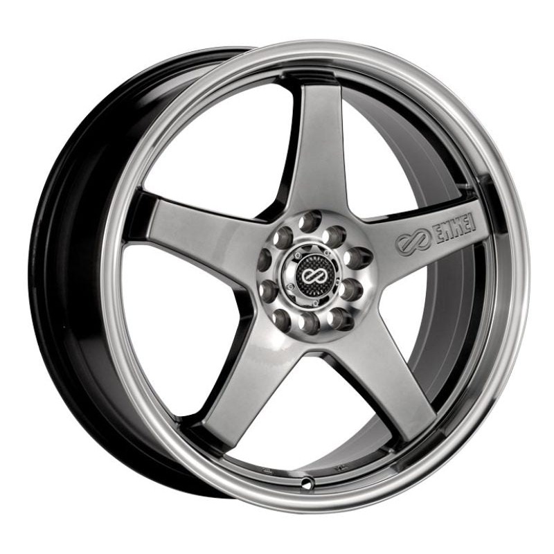 Enkei EV5 17×7 4×100/114.3 45mm Offset 72.6 Bore Diameter Hyper Black w/ Machined Lip Wheel