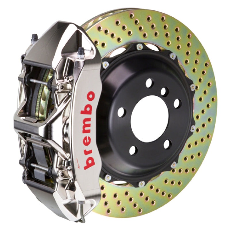 Brembo 12-19 Range Rover Evoque Front GTR BBK 6 Piston Billet 380×32 2pc Rotor Drilled- Nickel