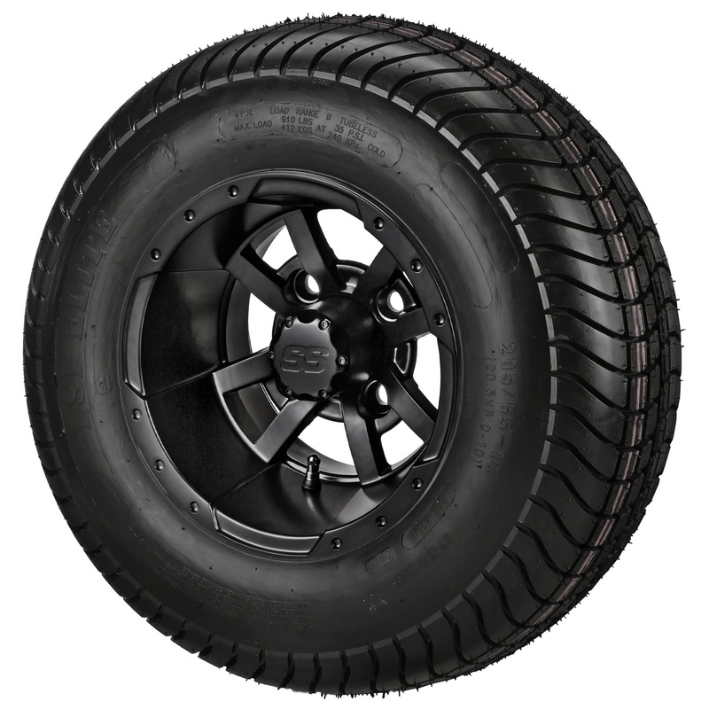 LSI 10″ Maltese Cross Matte Black Wheel and Low Profile Tire Combo
