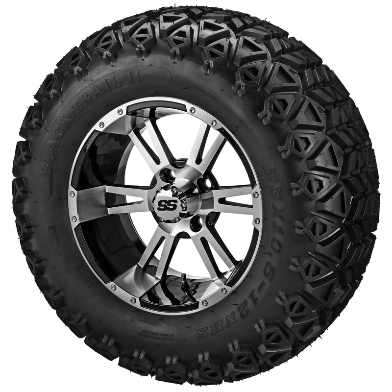 LSI 12″ Raptor Black & Machined Wheel and Lifted Tire Combo