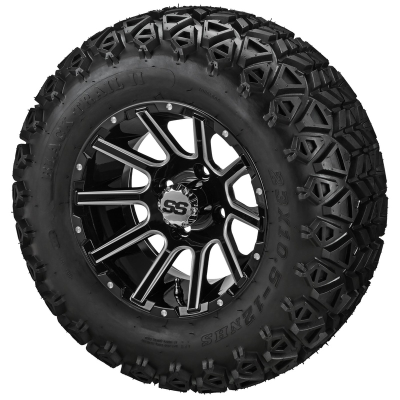 LSI 12″ Venom Black & Machined Wheel and Lifted Tire Combo