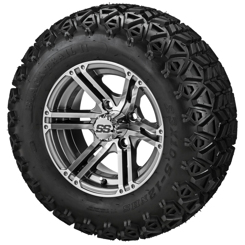 LSI 12″ Yukon Gun Metal Gray & Machined Wheel and Lifted Tire Combo