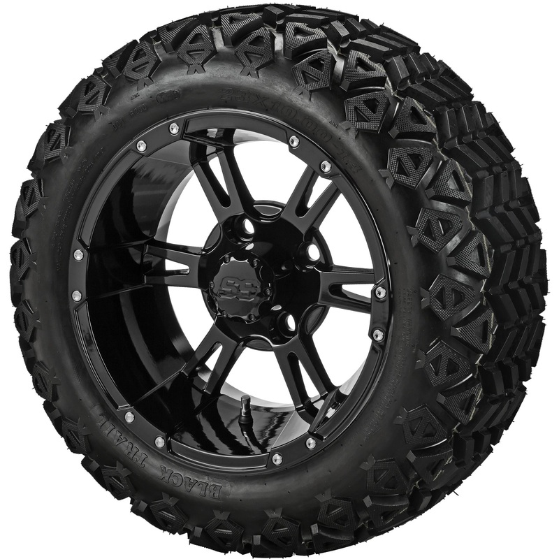 LSI 14″ Raptor Gloss Black Wheel and Lifted Tire Combo