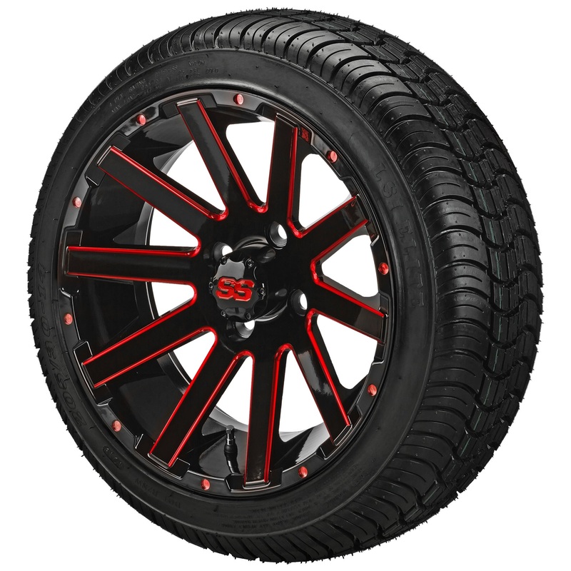 LSI 14″ Venom Black & Red Wheel and Low Profile Tire Combo