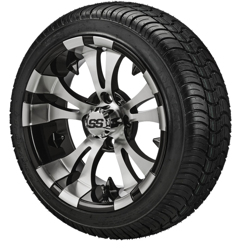 LSI 14″ Warlock Black & Machined Wheel and Low Profile Tire Combo