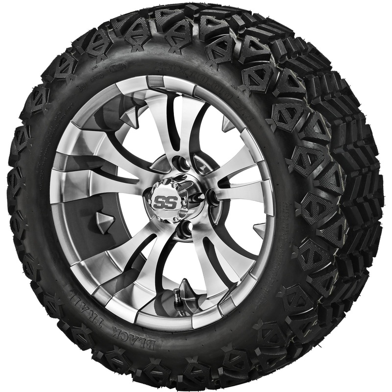 LSI 14″ Warlock Gun Metal Gray & Machined Wheel and Lifted Tire Combo