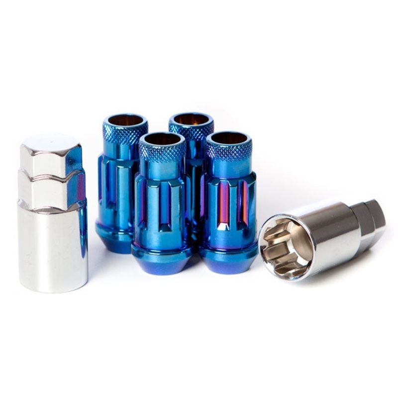 Muteki SR48 Open End Locking Lug Nuts Set M12x1.25 – Chrome Burning Blue