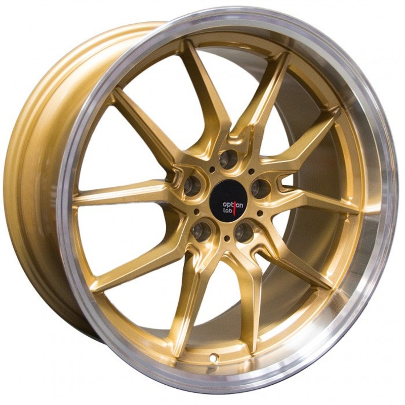 Option Lab S718 19×9.5 5×114.3 +35 Top Secret Gold with Machined Lip Wheel – Universal