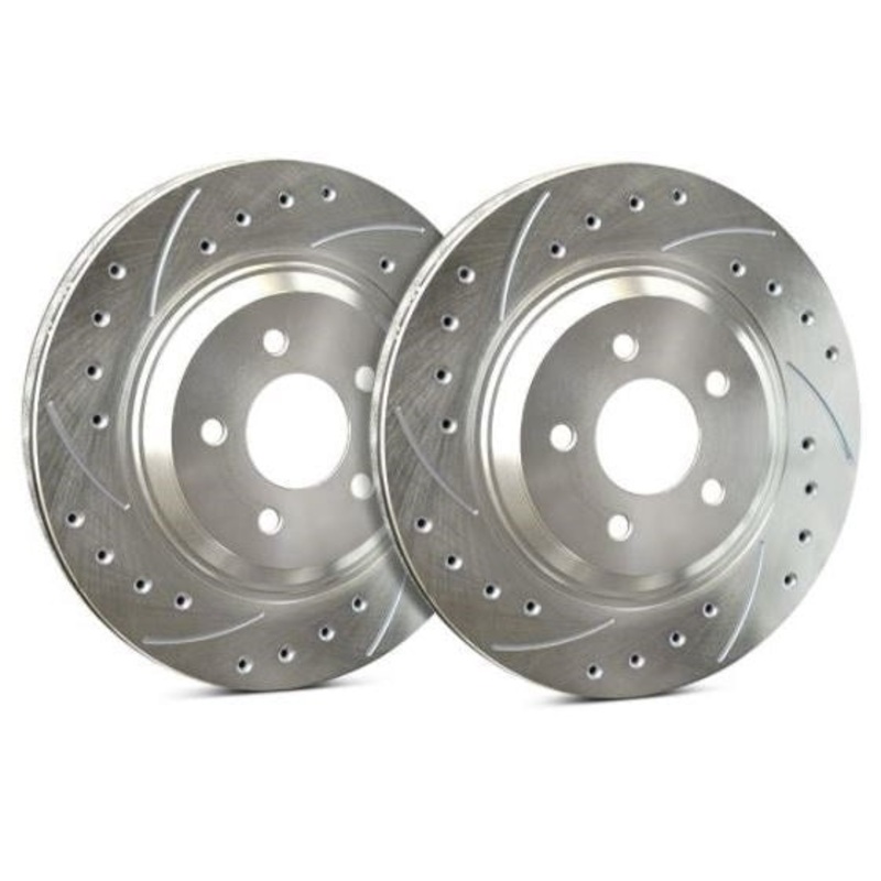 SP Performance Drilled & Slotted Black Zinc Rear Rotors (Pair) Subaru STI 2004