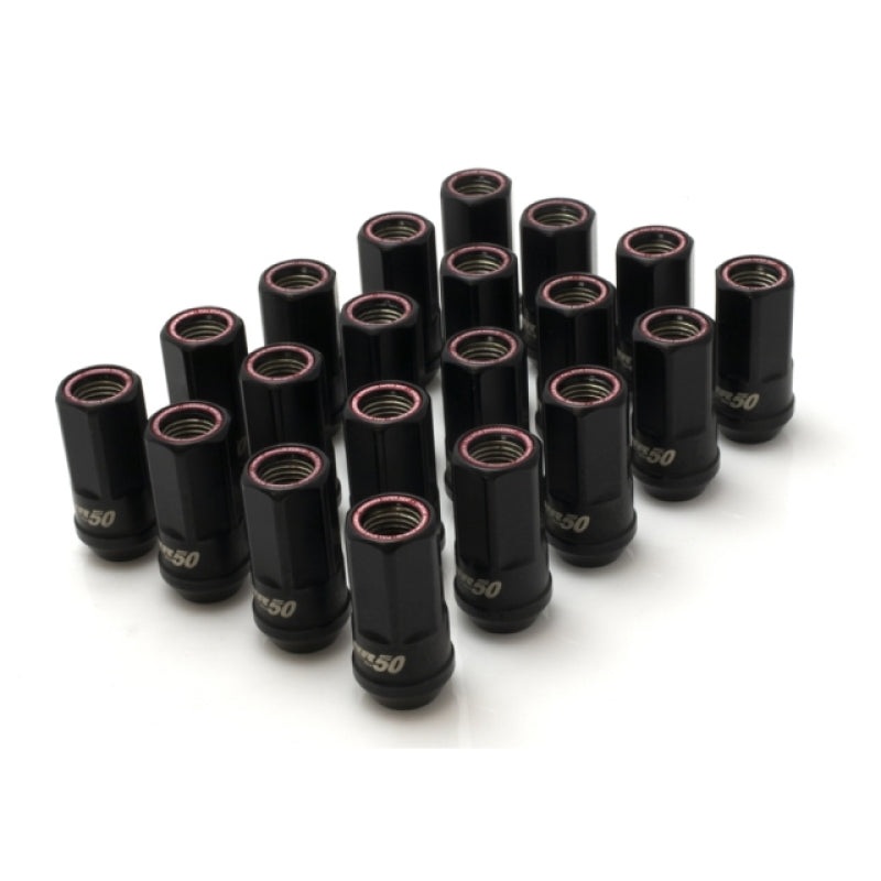 Wheel Mate Muteki HR50 Open End Lug Nuts – Black w/ Red Ring 14×1.50