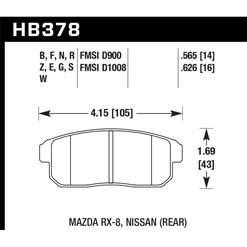 Hawk 03-07 RX8 HP+ Street Rear Brake Pads (D1008)