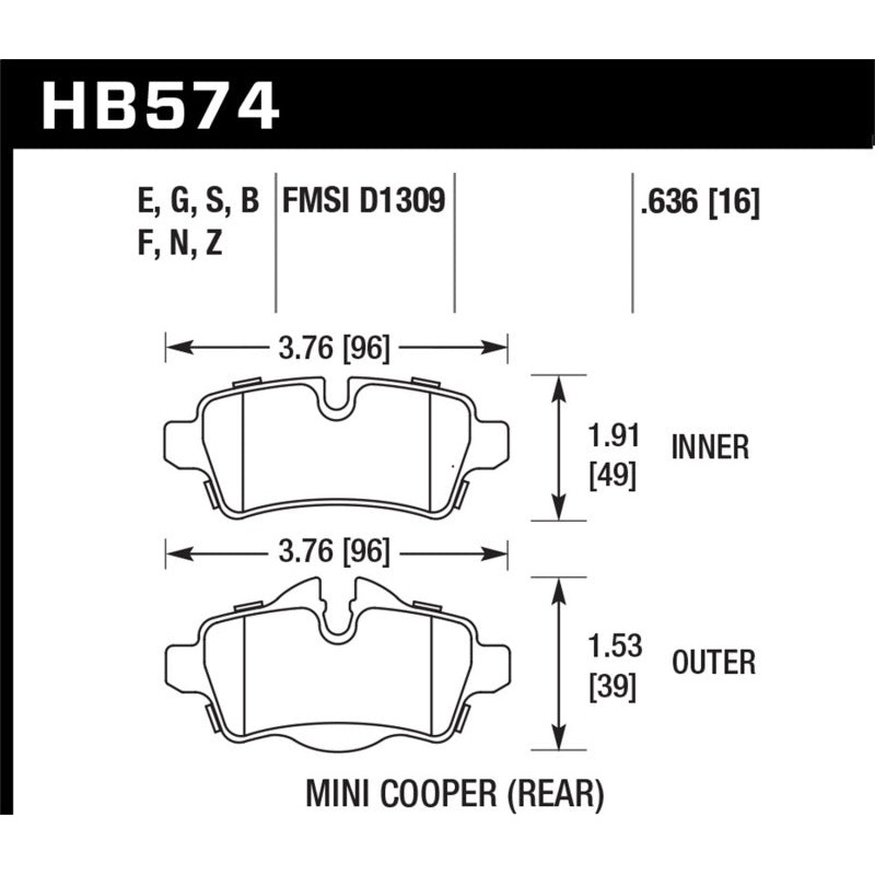 Hawk 07+ Mini Cooper HPS Street Rear Brake Pads