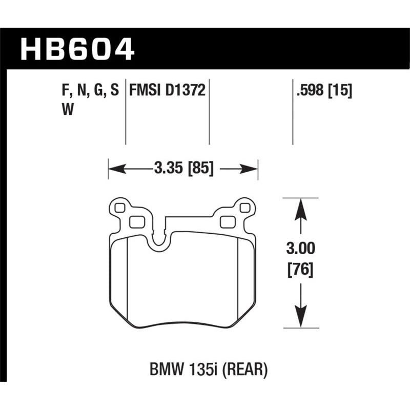 Hawk BMW 135i DTC-60 Race Rear Brake Pads
