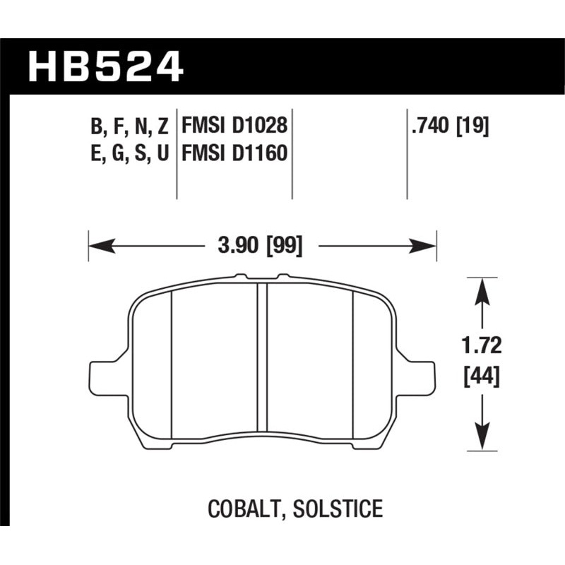 Hawk 05-07 Cobalt SS / 08-09 HHR / 04+ Malibu / 07A+ G5 GT / 06+ G6 / HPS Street Front Brake Pads