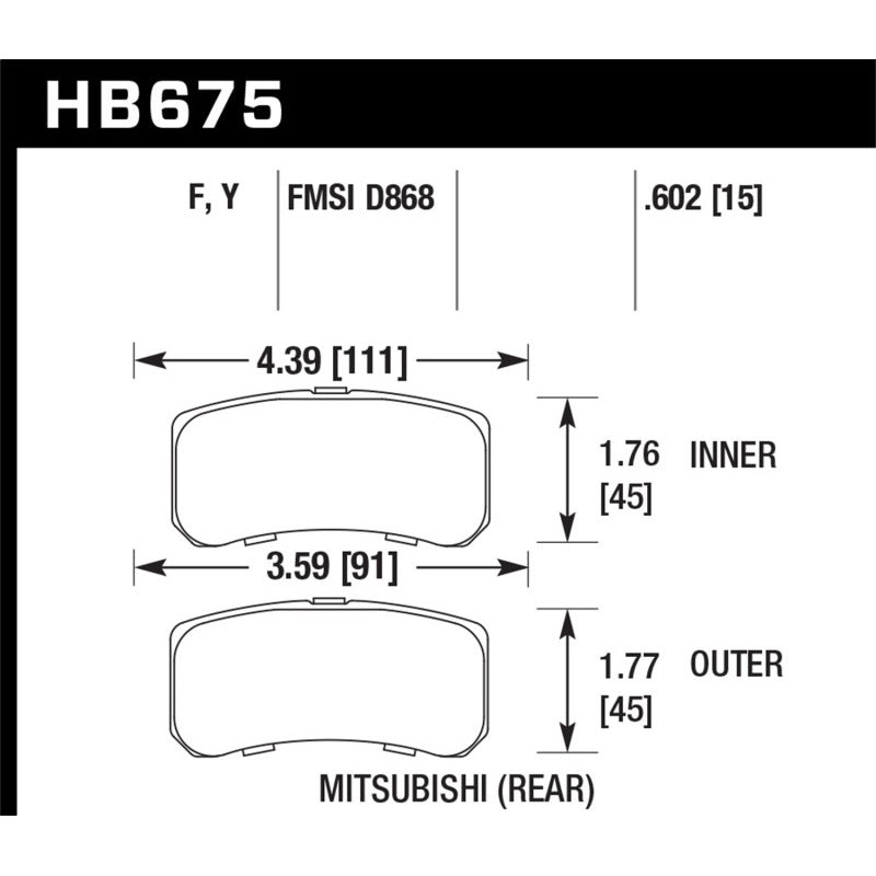 Hawk 09+ Mitsubishi Lancer Ralliart / 08+ Lancer GTS HPS Street Rear Brake Pads
