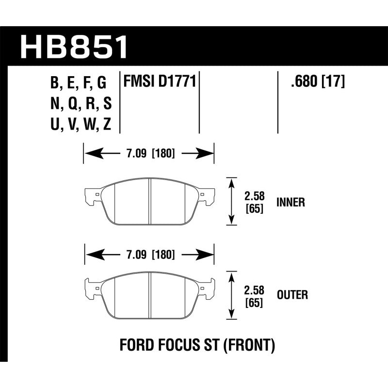 Hawk 15-16 Ford Focus ST HPS 5.0 Front Brake Pads