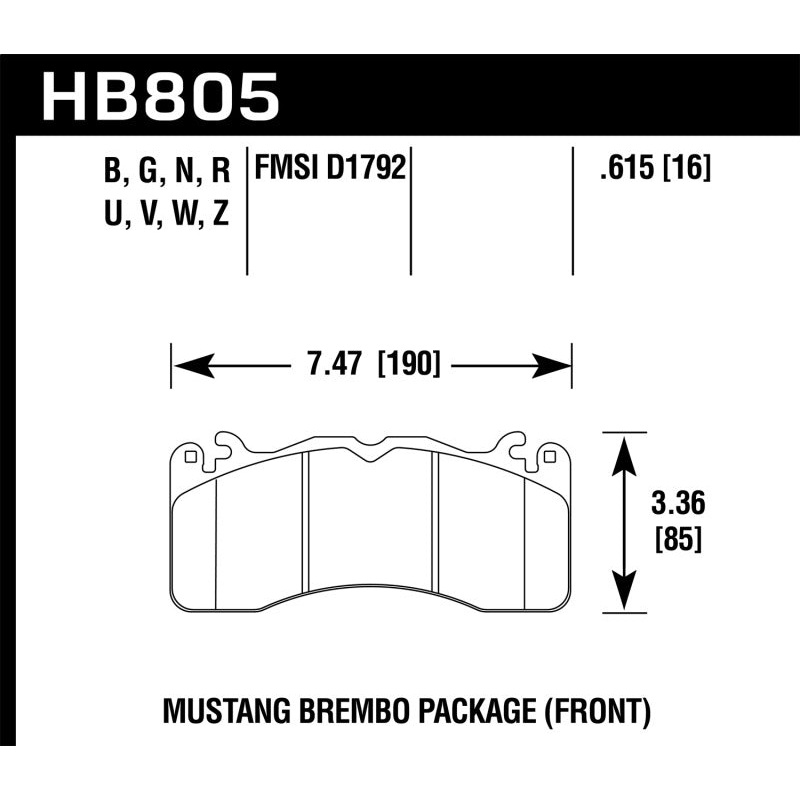 Hawk 15-17 Ford Mustang Brembo Package Performance Ceramic Front Brake Pads