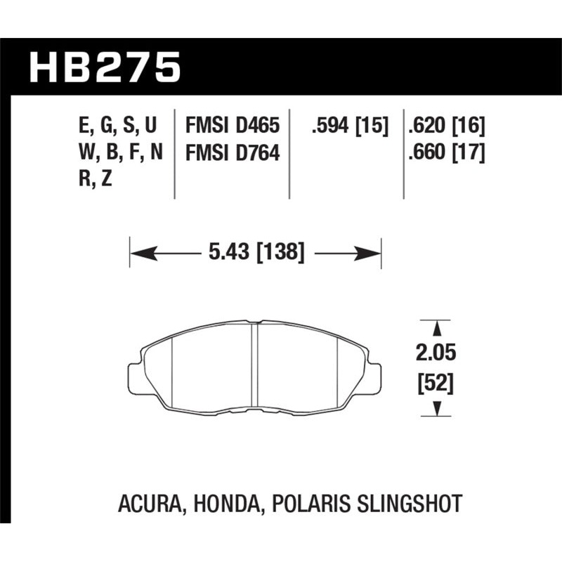 Hawk 98-00 Civic Coupe Si / 01-06 Civic DX EX GX HX LX HP+ Street Front Brake Pads