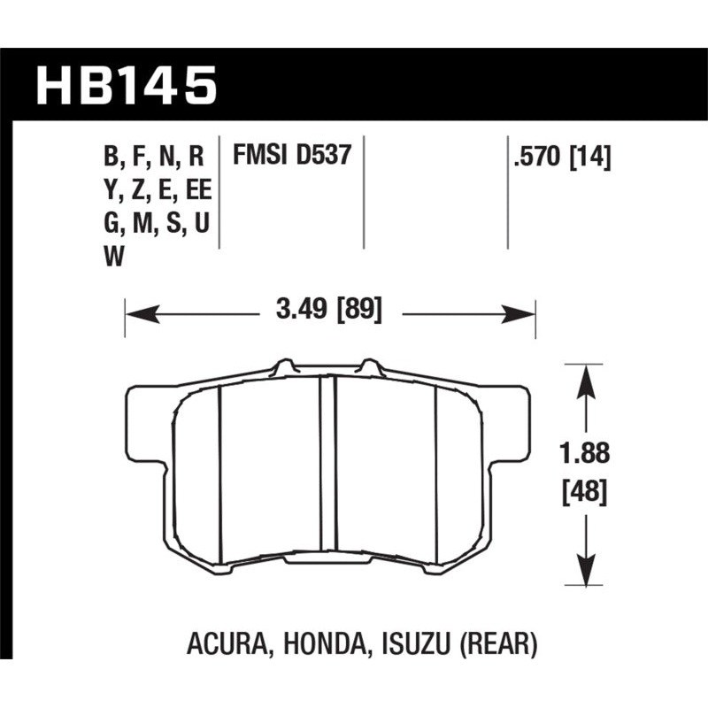 Hawk 06+ Civic Si Ceramic Street Rear Brake Pads