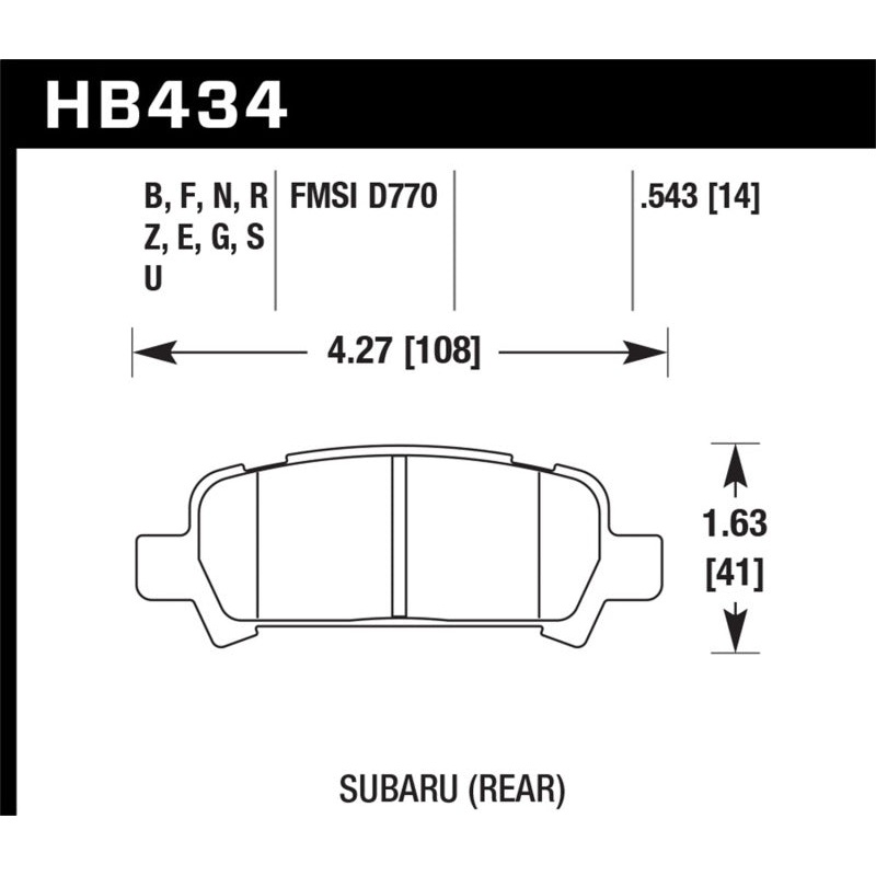 Hawk 02-03 WRX / 05-08 LGT D770 HPS Street Rear Brake Pads