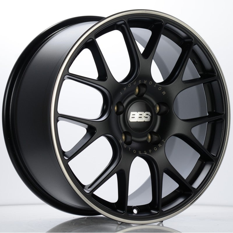 BBS CH-R 19×8.5 5×130 ET51 CB71.6 Satin Black Polished Rim Protector Wheel w/ Motorsport Etching