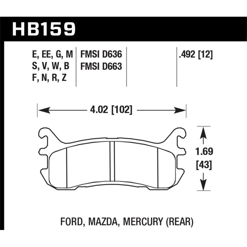 Hawk 94-05 Miata / 01-05 Normal Suspension Performance Ceramic Street Rear Brake Pads (D636)