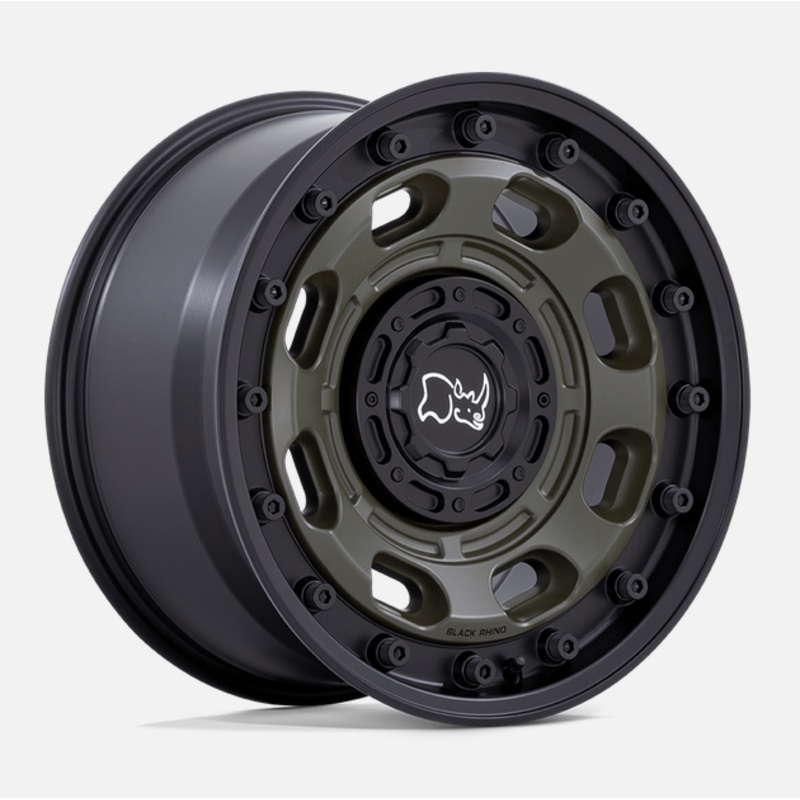 17×8.0 Black Rhino Atlas Olive Drab Green w/ Black Lip