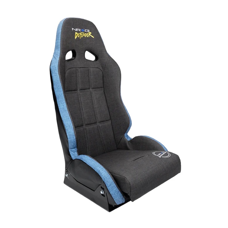 NRG Defender Suspension Seat with Side Mount Bracket Gray w/ Blue Trim (each)