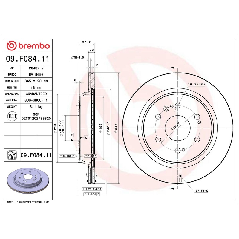PRIME UV Coated Rear Disc Brake Rotor – 09.F084.11
