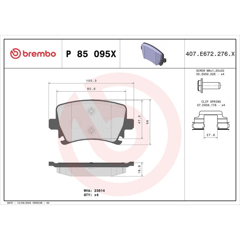 XTRA Low-Met Rear Disc Brake Pad Set – P85095X
