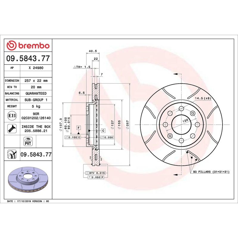 XTRA Max Slotted Front Disc Brake Rotor – 09.5843.77