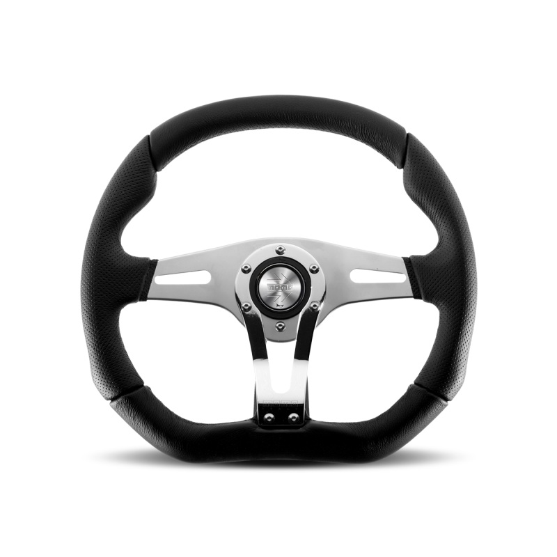 Momo Trek RSteering Wheel – Trek R/350 mm mmeter –  Black AirLeather/Brshd Al Spokes