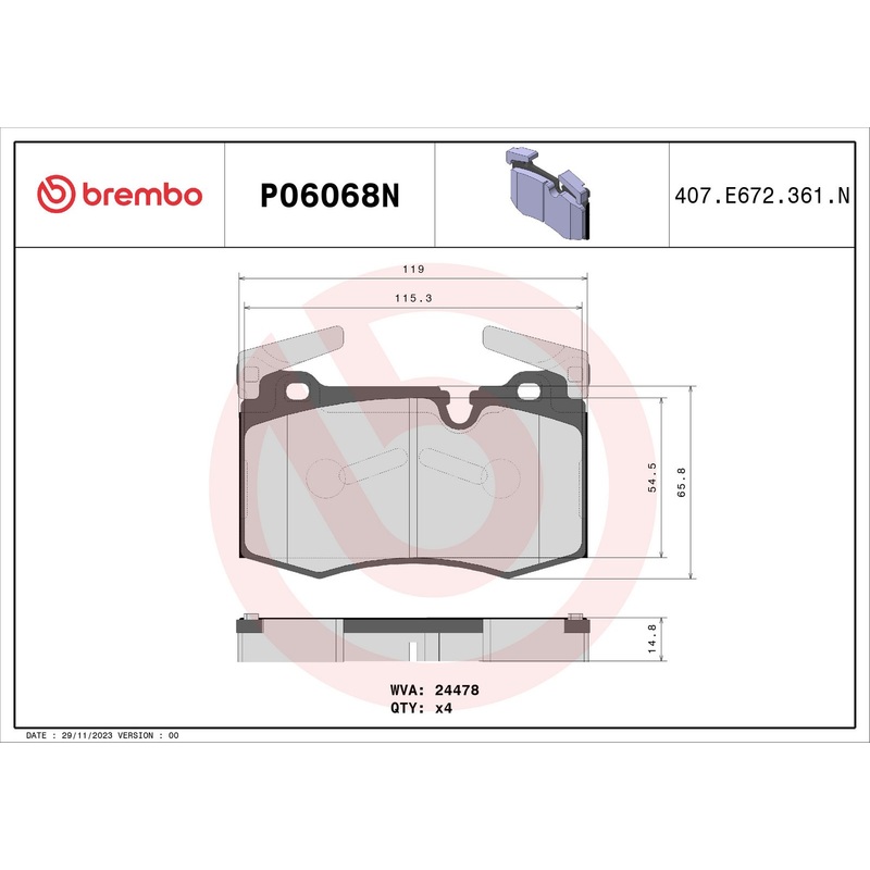 PRIME Ceramic Front Disc Brake Pad Set – P06068N