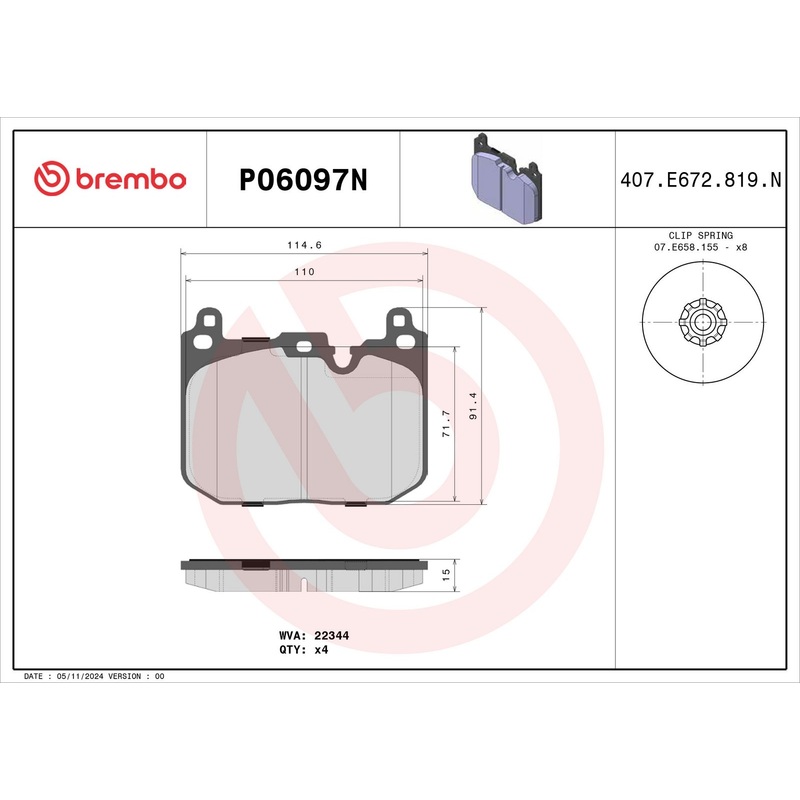 PRIME Ceramic Front Disc Brake Pad Set – P06097N