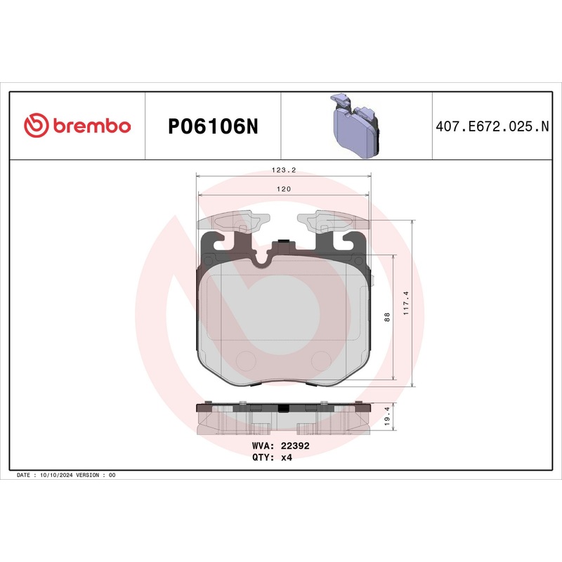 PRIME Ceramic Front Disc Brake Pad Set – P06106N