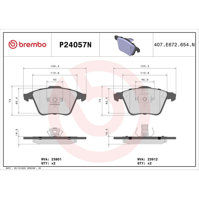 PRIME Ceramic Front Disc Brake Pad Set – P24057N