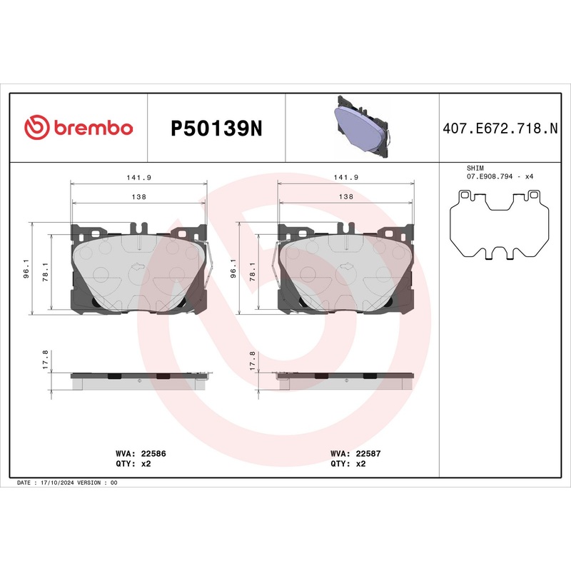 PRIME Ceramic Front Disc Brake Pad Set – P50139N