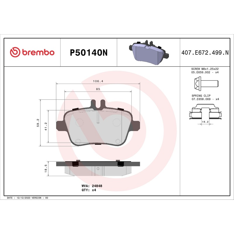 PRIME Ceramic Rear Disc Brake Pad Set – P50140N