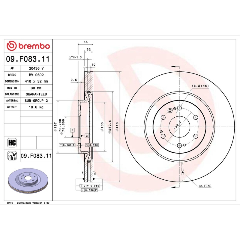 PRIME UV Coated Front Disc Brake Rotor – 09.F083.11