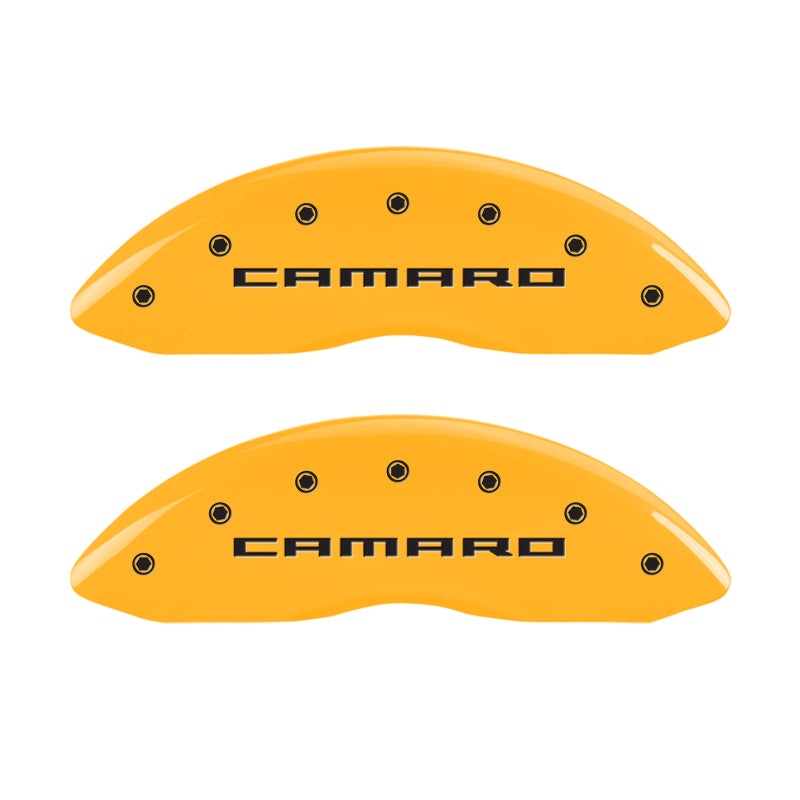 MGP 4 Caliper Covers Engraved Front & Rear Gen 5/Camaro Yellow finish black ch