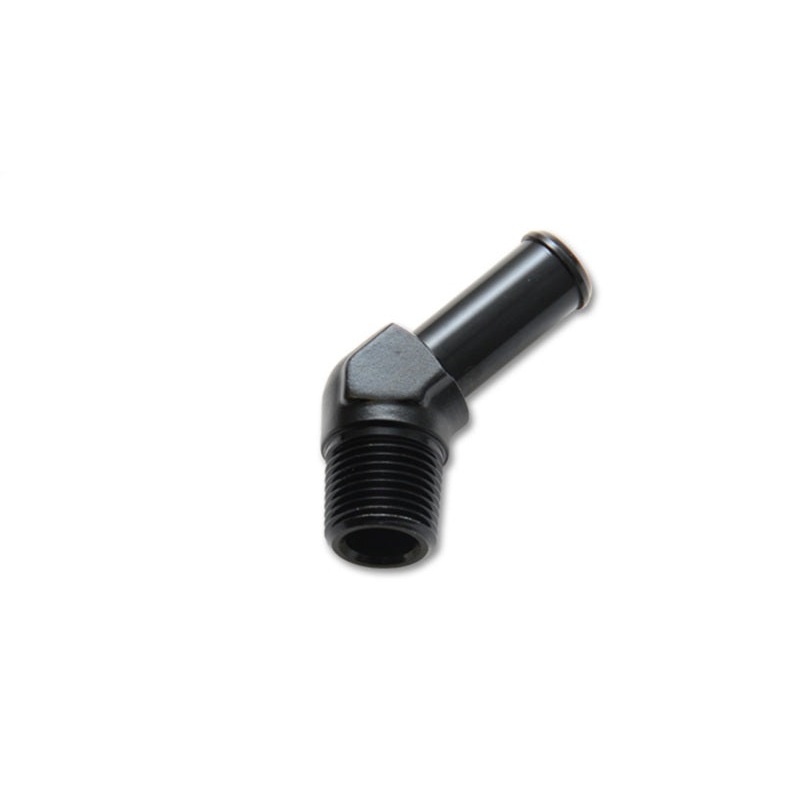 Vibrant 3/8 NPT to 1/2in Barb Straight Fitting 45 Deg Adapter – Aluminum