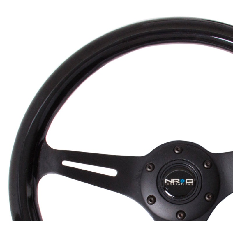 NRG Classic Wood Grain Steering Wheel (350mm) Black Paint Grip w/Black 3-Spoke Center