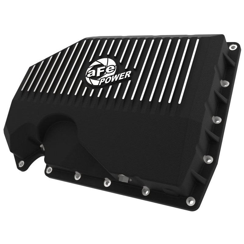 aFe 05-19 VW 1.8L/2.0L w/o Oil Sensor Engine Oil Pan Black POWER Street Series w/ Machined Fins