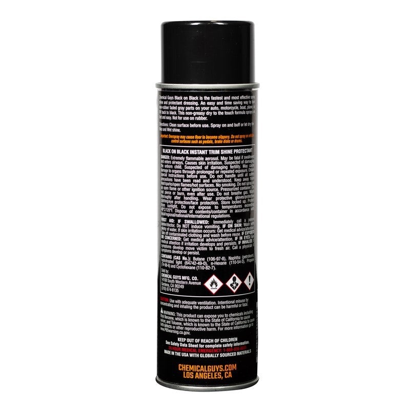 Chemical Guys Black on Black Instant Trim Shine Spray Dressing – 11oz (Aerosol)