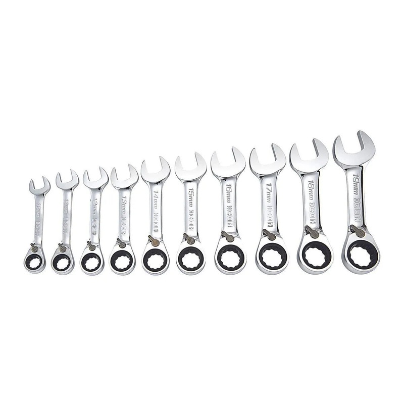 ICON Professional Stubby Metric Ratcheting Combination Wrench Set 10-Piece | WRSTM-10 | 64838