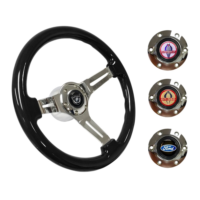 1965-67 Ford Mustang Steering Wheel Kit | Black Ash Wood