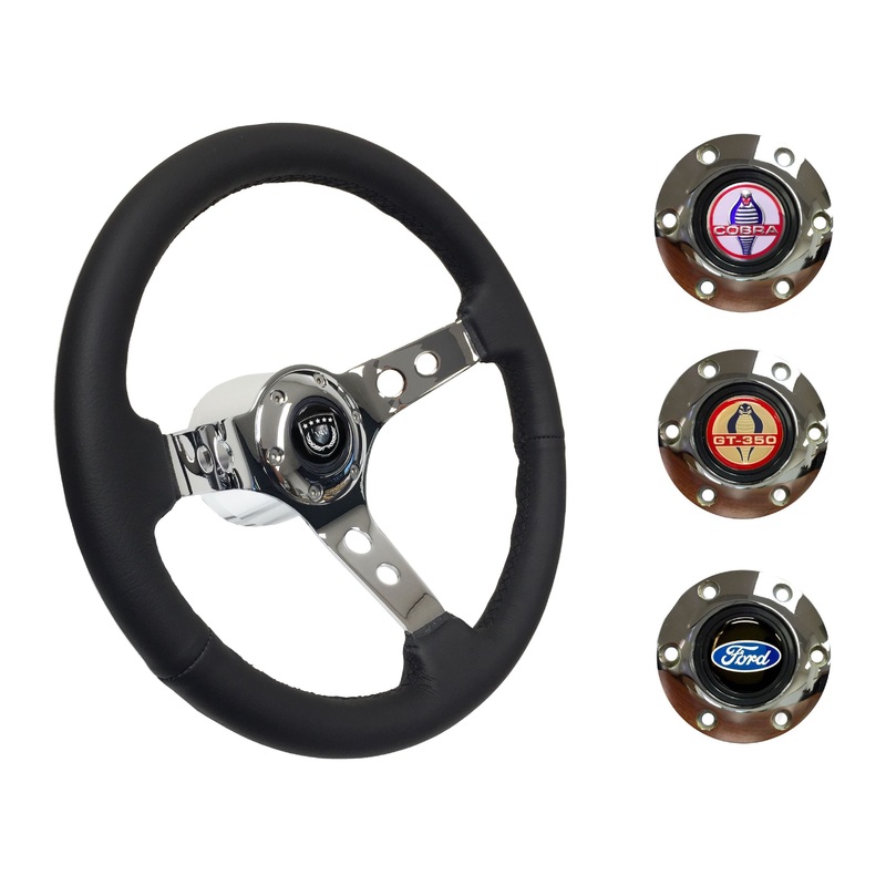 1965-67 Ford Mustang Steering Wheel Kit | Black Leather