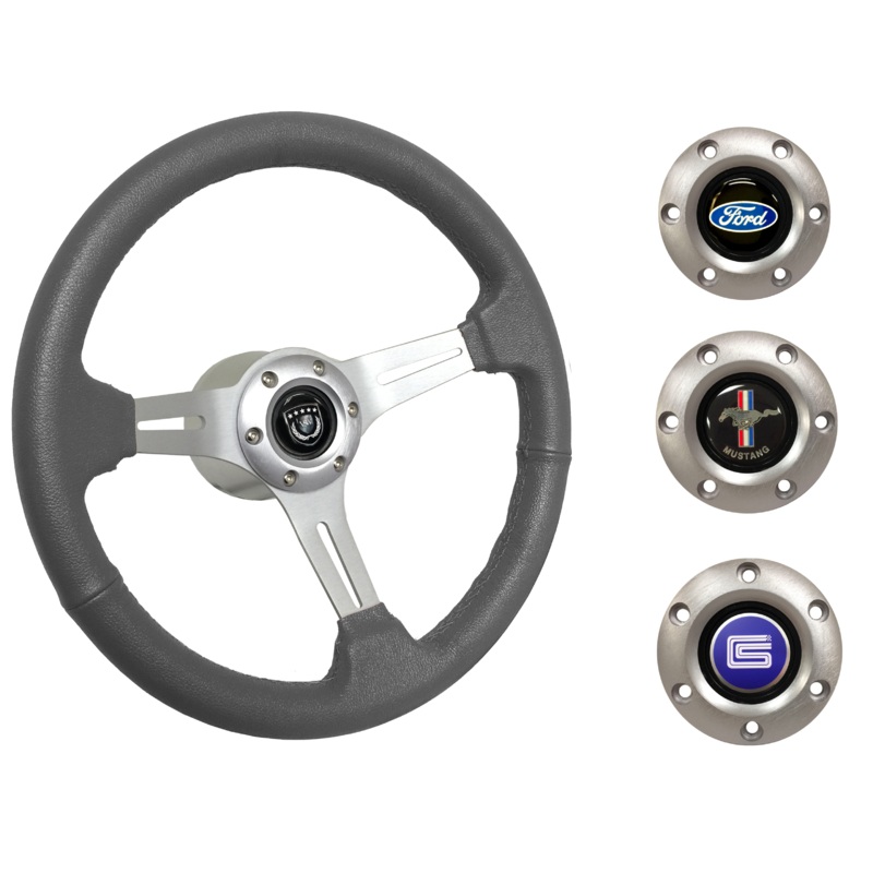 1965-67 Ford Mustang Steering Wheel Kit | Grey Leather
