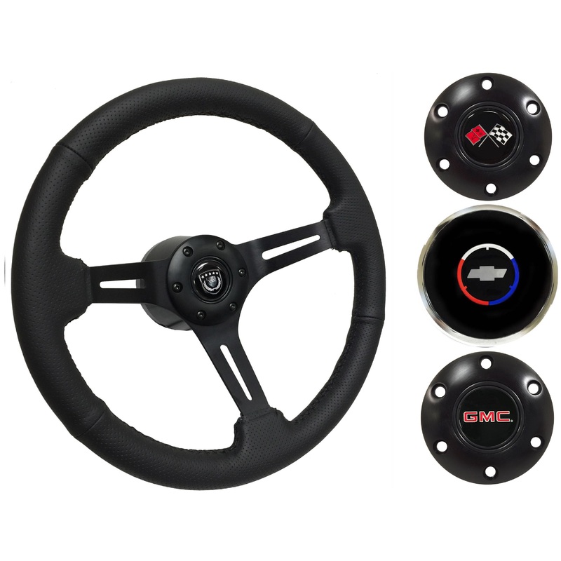 1960-73 Chevy Truck, GMC Steering Wheel Kit | Perforated Black Leather | ST3586BLK