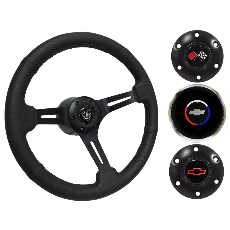1962-68 Chevy Nova Steering Wheel Kit | Perforated Black Leather | ST3586BLK